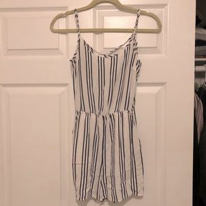 Navy and white striped romper